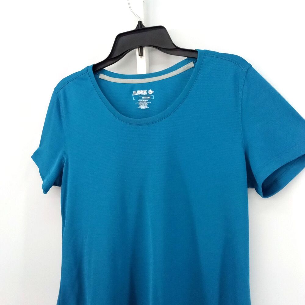 Reel Legends Shirt Women Large Teal Blue Short Sleeve Casual Top Outdoor Hiking - Picture 2 of 5